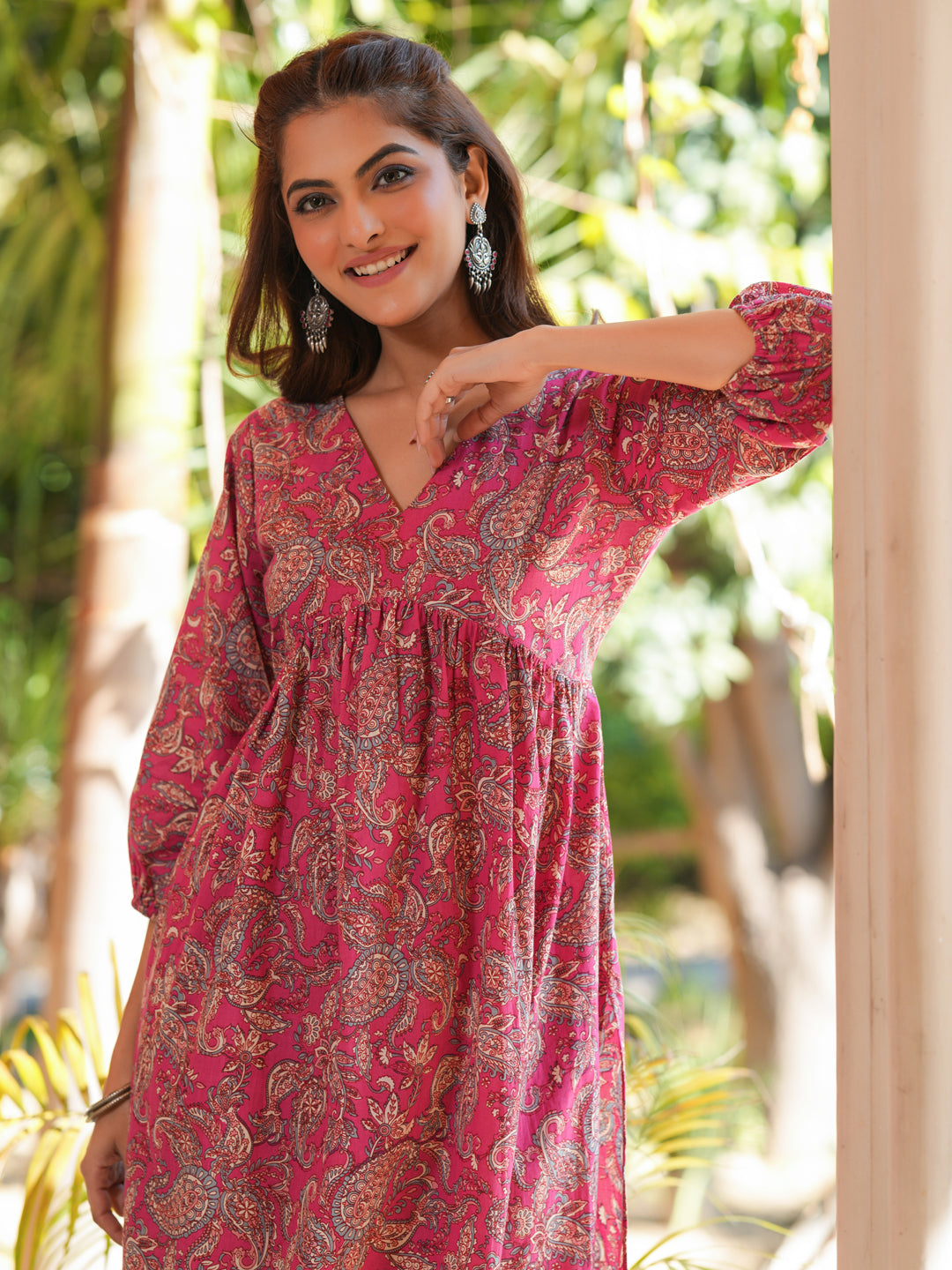 Janasya Bright Cotton Floral A-Line Kurta Set - Distacart