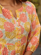 Janasya Light Cotton Floral A-Line Kurta Set - Distacart
