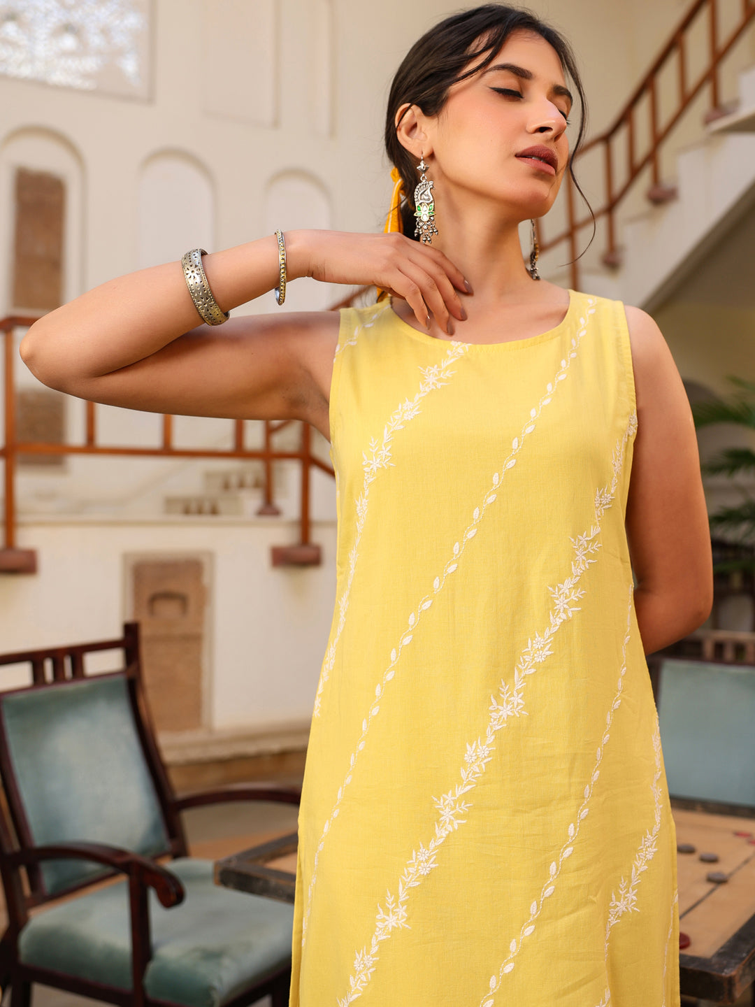 Janasya Light Cotton Embroidered Straight Kurta Set - Distacart