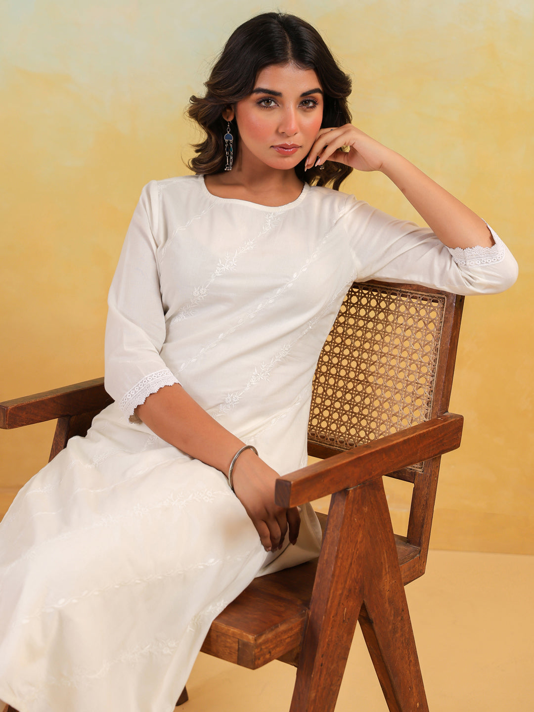 Janasya Light Cotton Embroidered Straight Kurta Set - Distacart