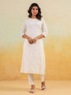 Janasya Light Cotton Embroidered Straight Kurta Set - Distacart