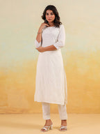 Janasya Light Cotton Embroidered Straight Kurta Set - Distacart