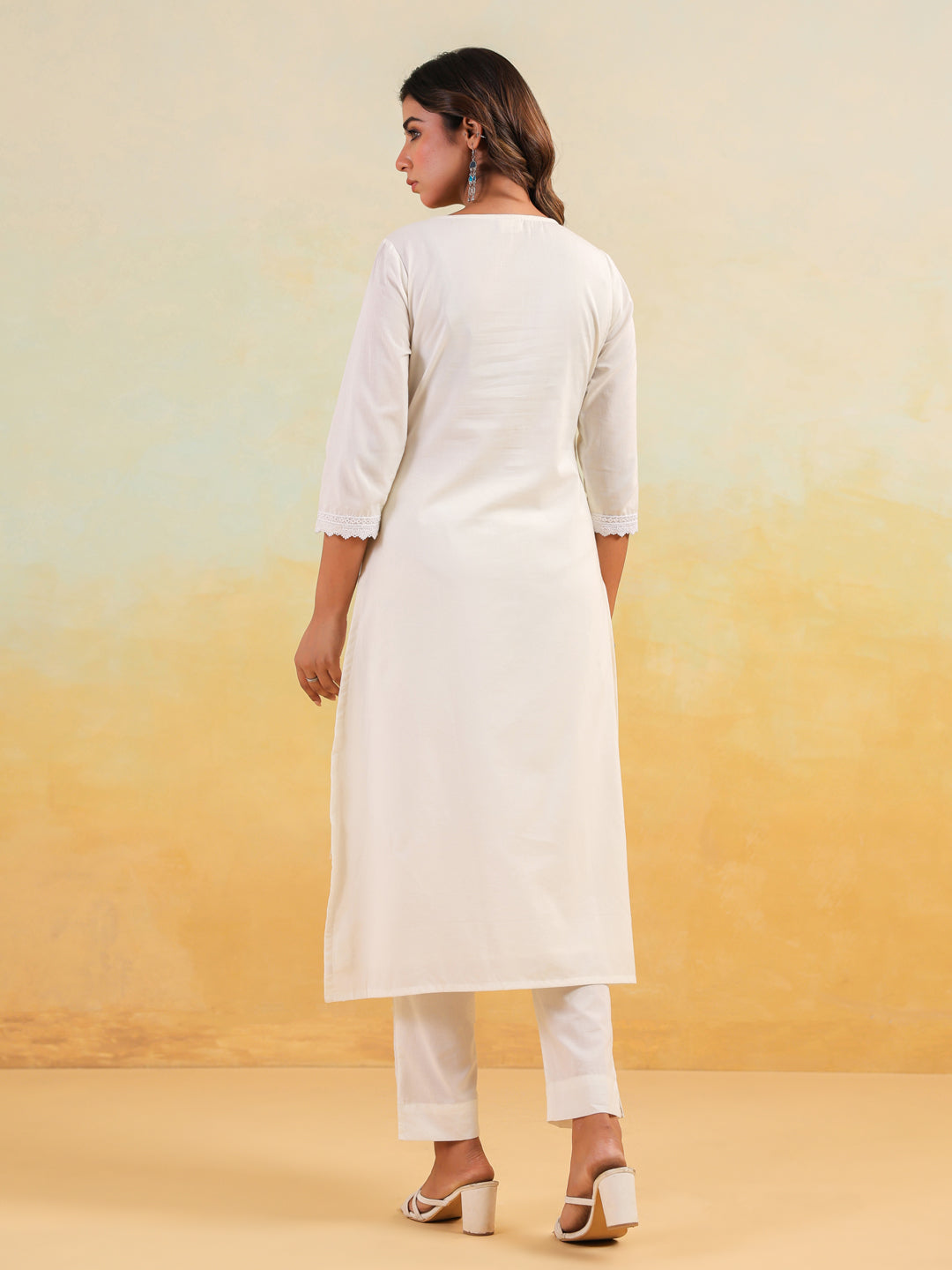 Janasya Light Cotton Embroidered Straight Kurta Set - Distacart