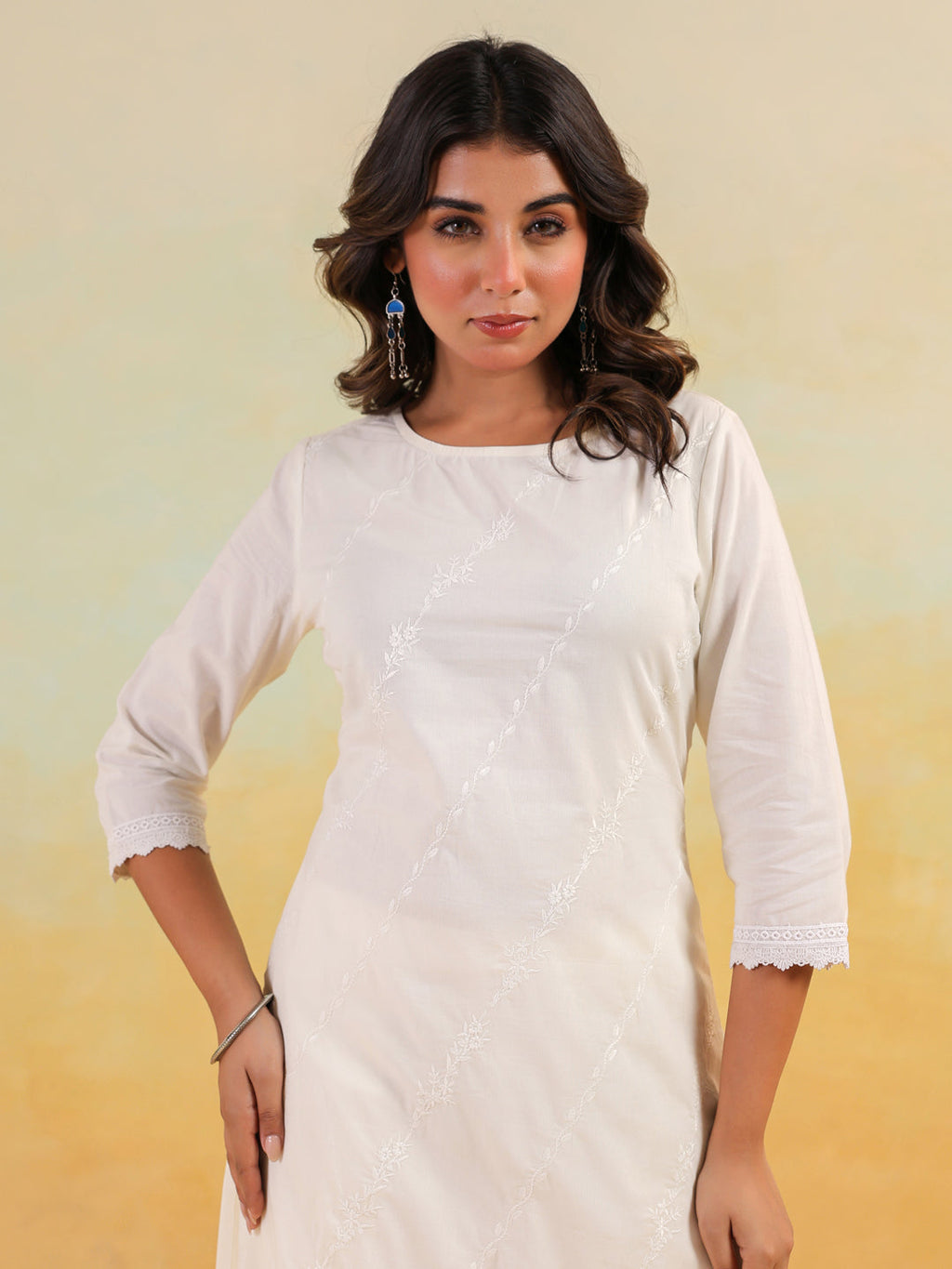 Janasya Light Cotton Embroidered Straight Kurta Set - Distacart