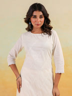 Janasya Light Cotton Embroidered Straight Kurta Set - Distacart