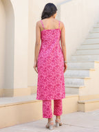 Janasya Bright Cotton Floral Straight Kurta Set - Distacart
