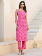Janasya Bright Cotton Floral Straight Kurta Set - Distacart