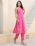 Janasya Bright Cotton Floral Straight Kurta Set - Distacart