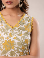Janasya Light Cotton Floral Straight Kurta Set - Distacart
