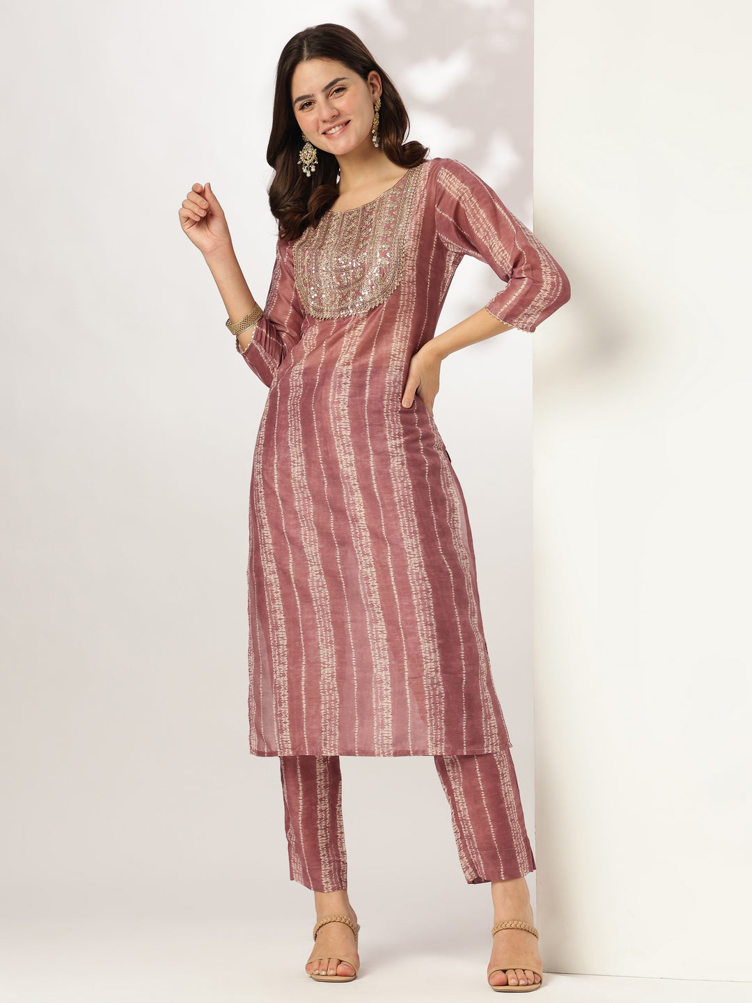 Janasya Dark Silk Blend Tie & dye Straight Kurta Set - Distacart