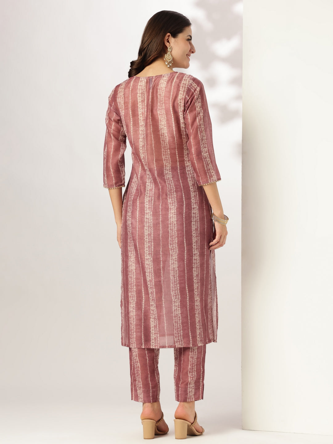 Janasya Dark Silk Blend Tie & dye Straight Kurta Set - Distacart