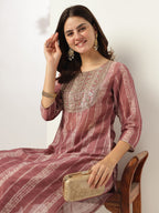 Janasya Dark Silk Blend Tie & dye Straight Kurta Set - Distacart