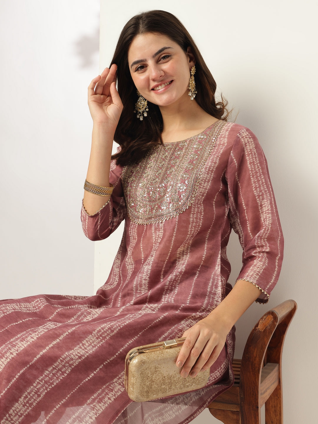 Janasya Dark Silk Blend Tie & dye Straight Kurta Set - Distacart