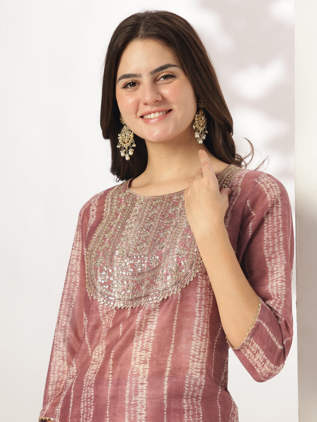 Janasya Dark Silk Blend Tie & dye Straight Kurta Set - Distacart