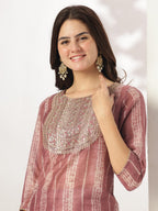 Janasya Dark Silk Blend Tie & dye Straight Kurta Set - Distacart