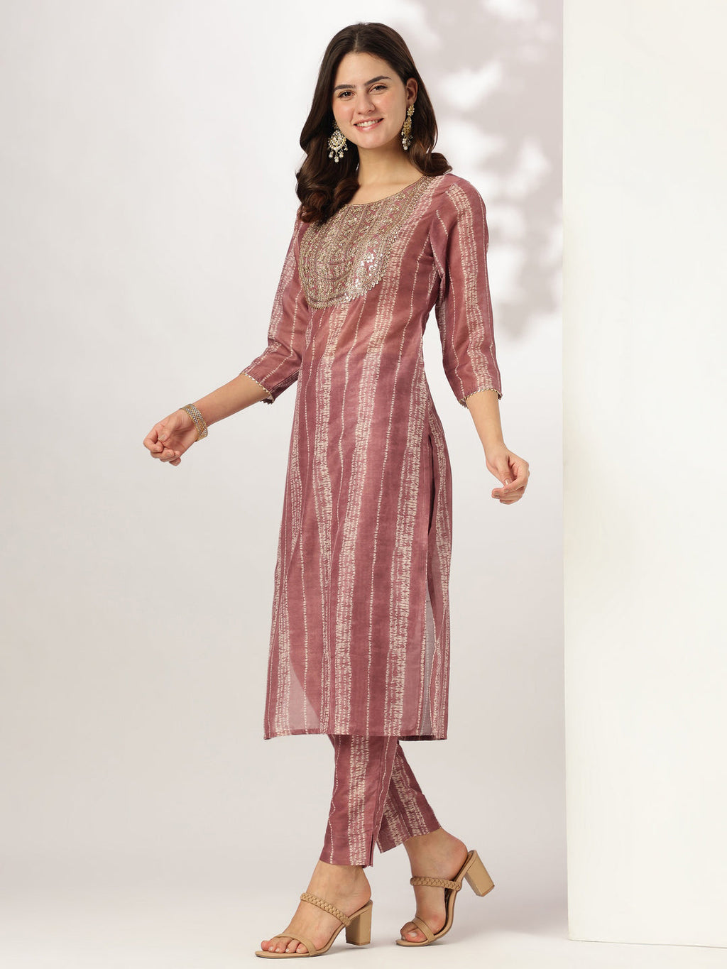 Janasya Dark Silk Blend Tie & dye Straight Kurta Set - Distacart