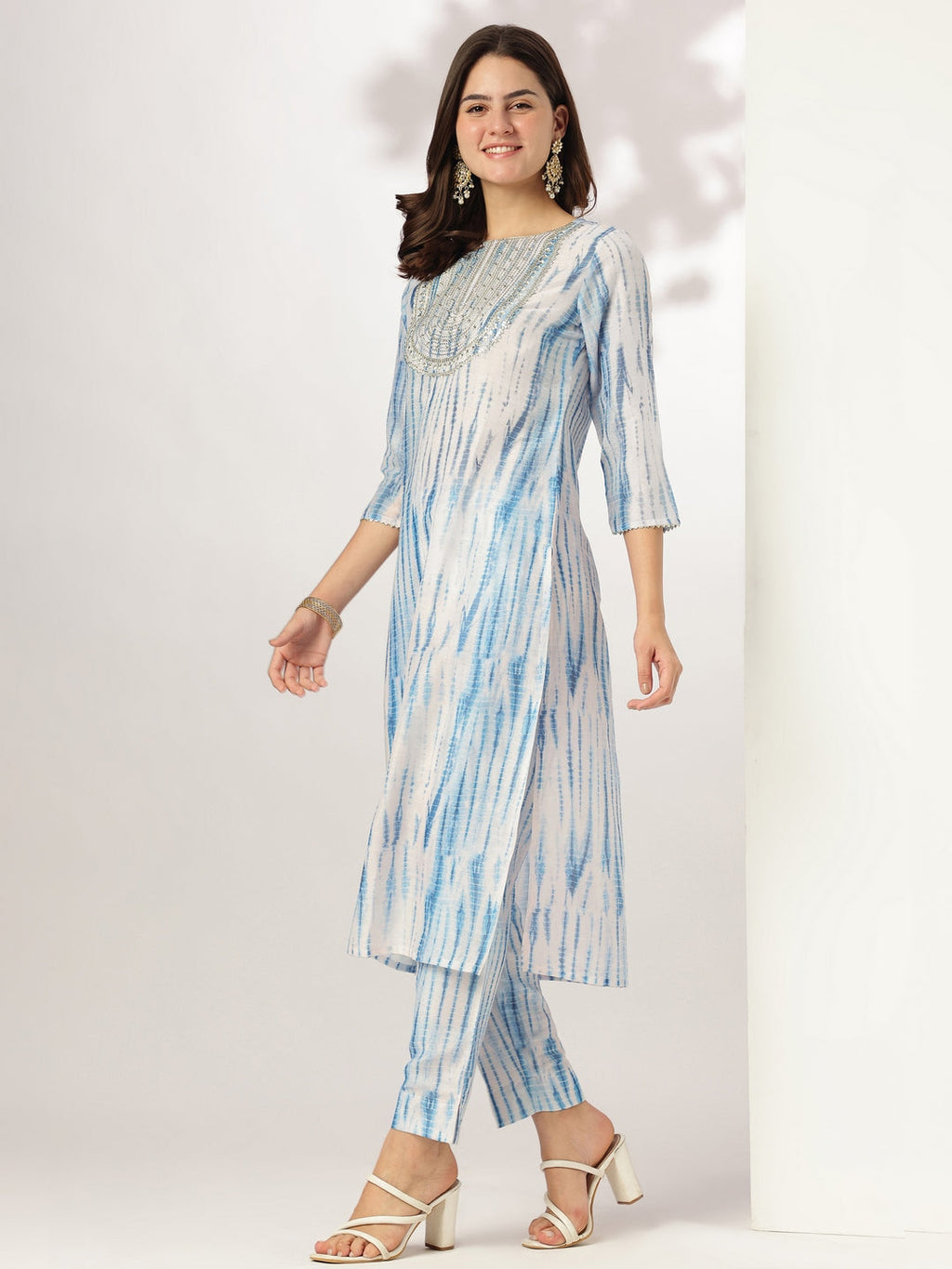Janasya Light Silk Blend Tie & dye Straight Kurta Set - Distacart