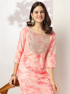 Janasya Light Silk Blend Tie & dye Straight Kurta Set - Distacart