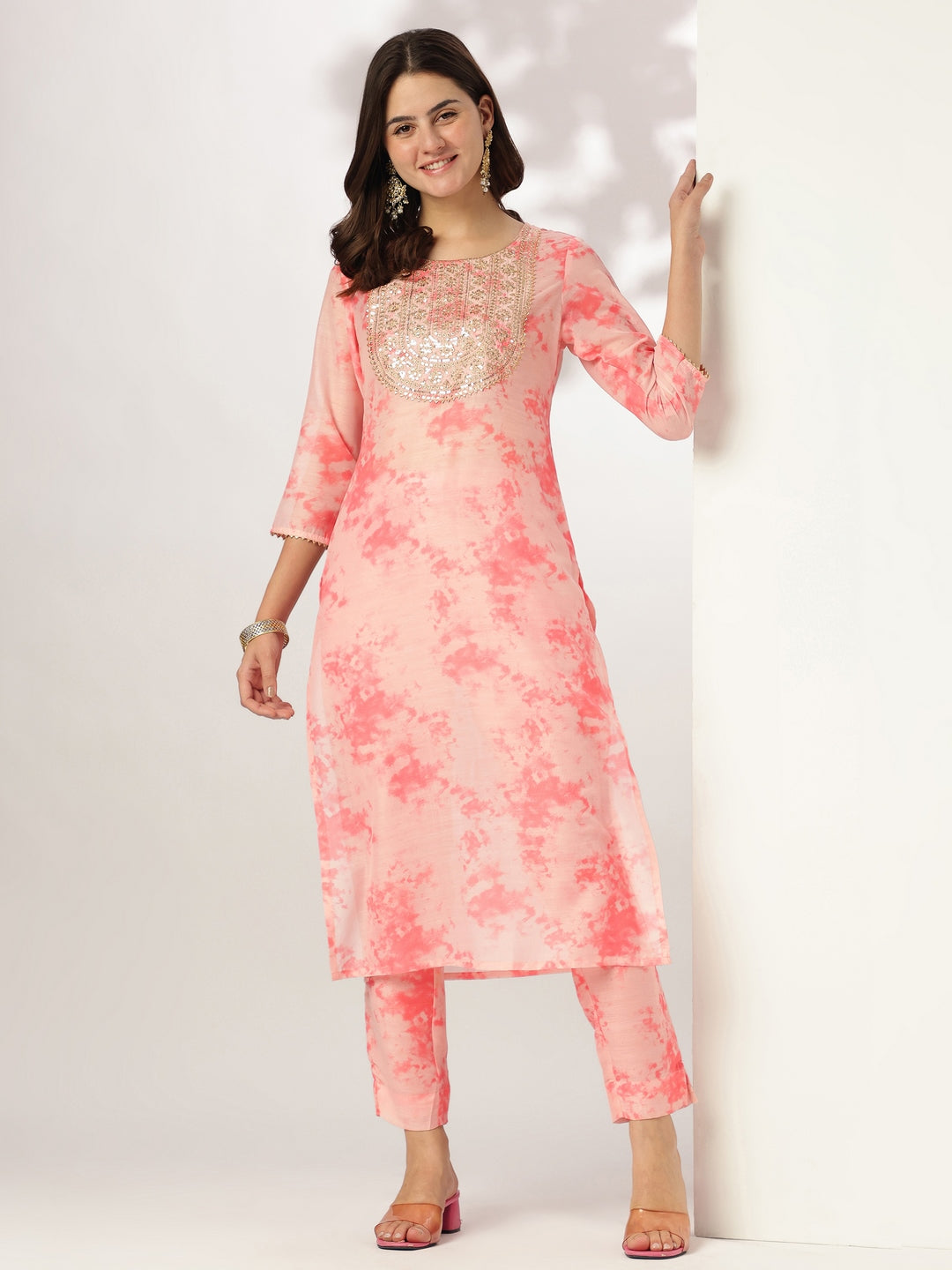 Janasya Light Silk Blend Tie & dye Straight Kurta Set - Distacart