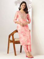 Janasya Light Silk Blend Tie & dye Straight Kurta Set - Distacart