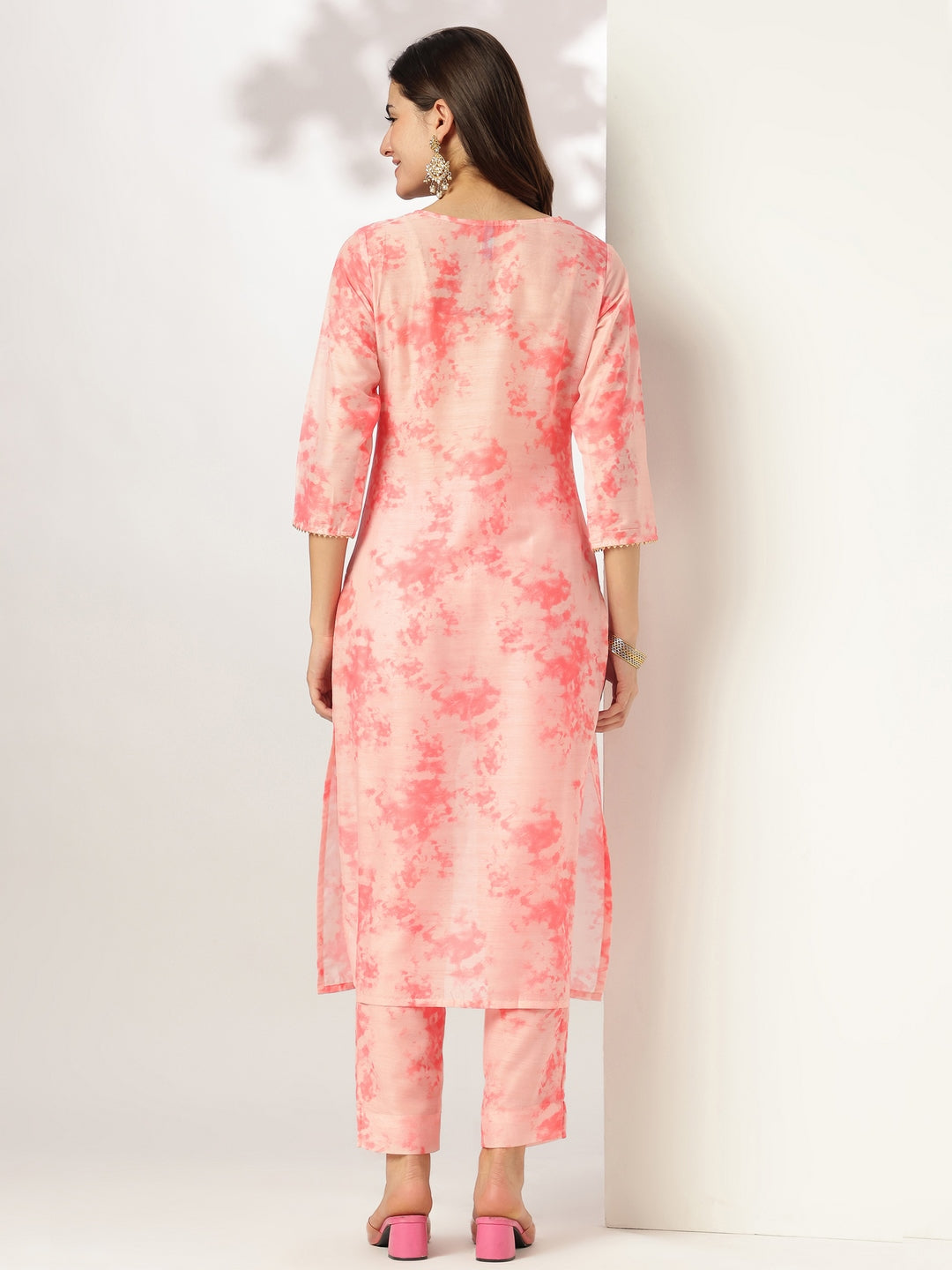 Janasya Light Silk Blend Tie & dye Straight Kurta Set - Distacart