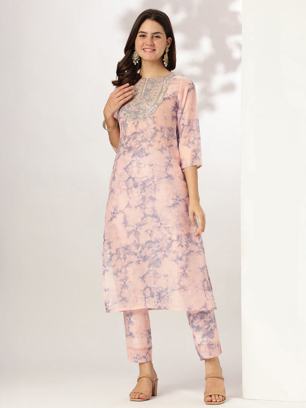 Janasya Light Silk Blend Tie & dye Straight Kurta Set - Distacart