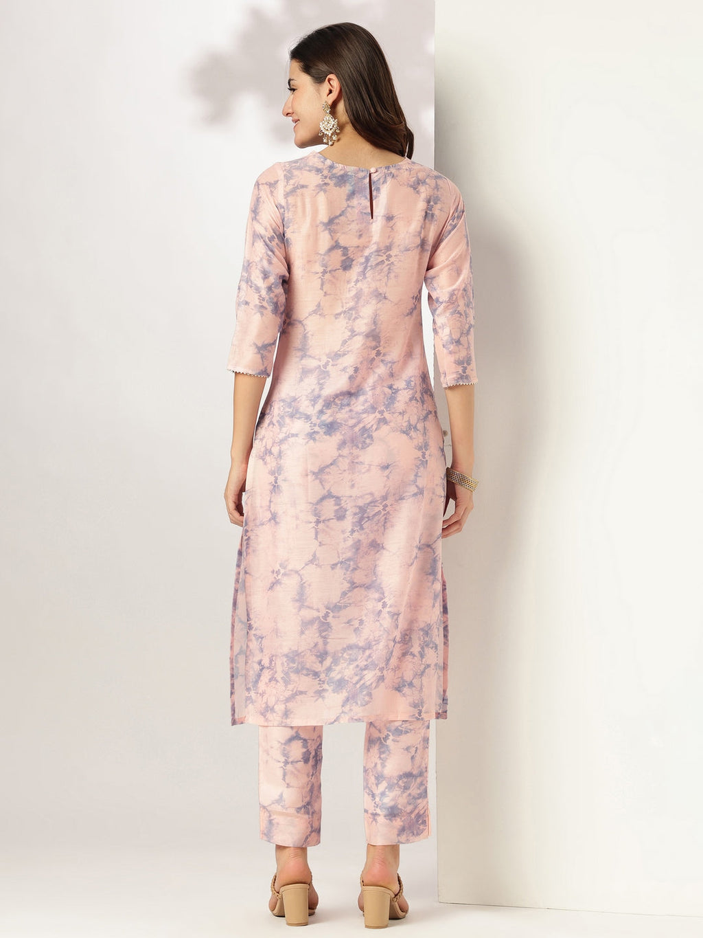 Janasya Light Silk Blend Tie & dye Straight Kurta Set - Distacart