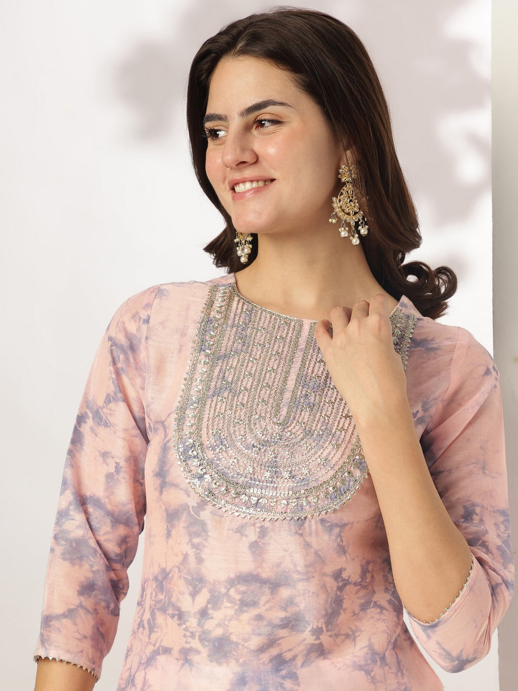 Janasya Light Silk Blend Tie & dye Straight Kurta Set - Distacart
