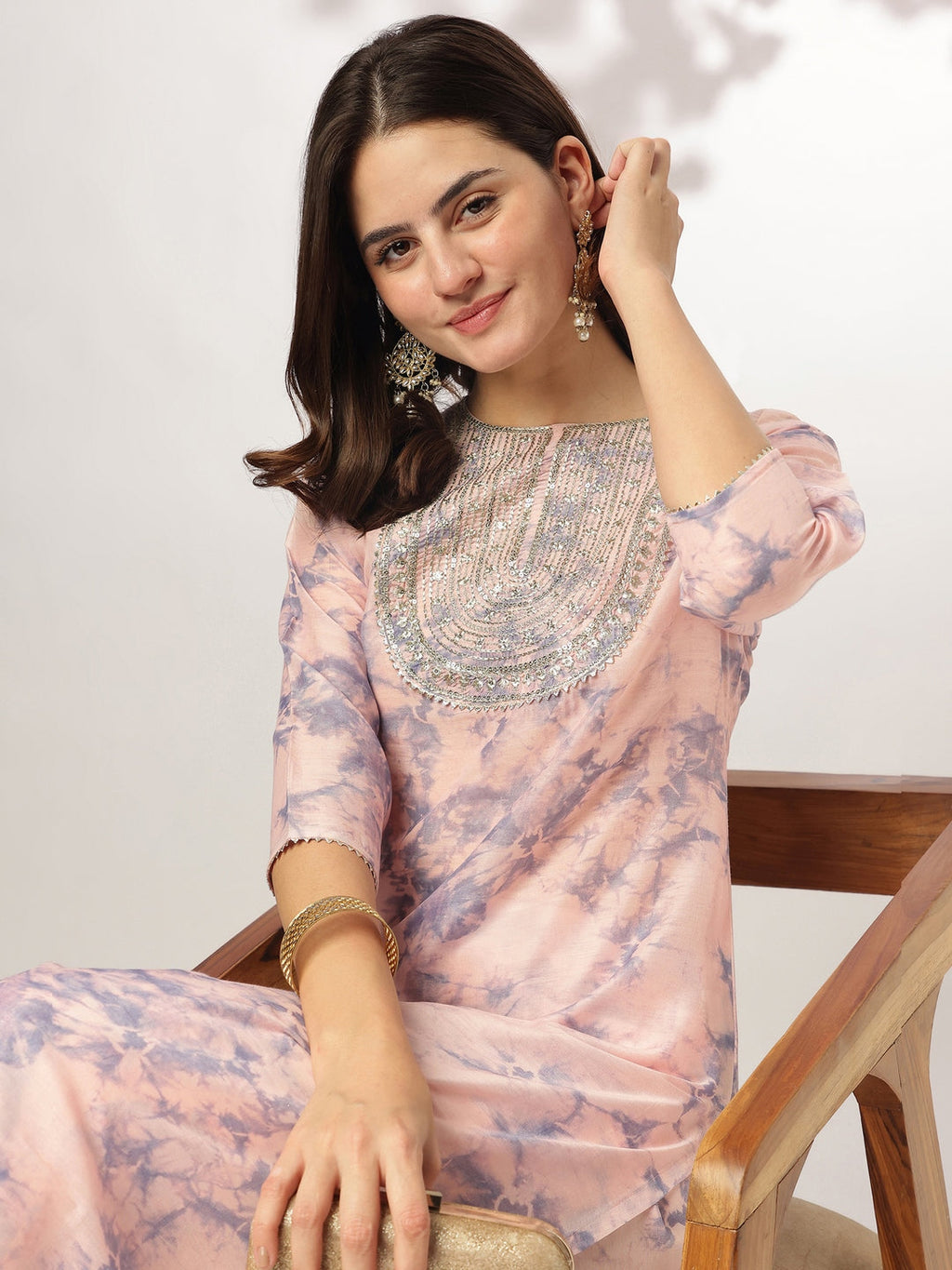 Janasya Light Silk Blend Tie & dye Straight Kurta Set - Distacart