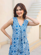 Janasya Dark Cotton Floral A-Line Kurta Set - Distacart