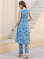 Janasya Dark Cotton Floral A-Line Kurta Set - Distacart