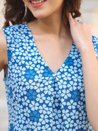 Janasya Dark Cotton Floral A-Line Kurta Set - Distacart