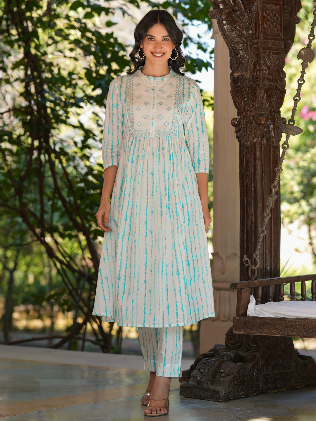 Janasya Light Cotton Tie & dye A-Line Kurta Set - Distacart