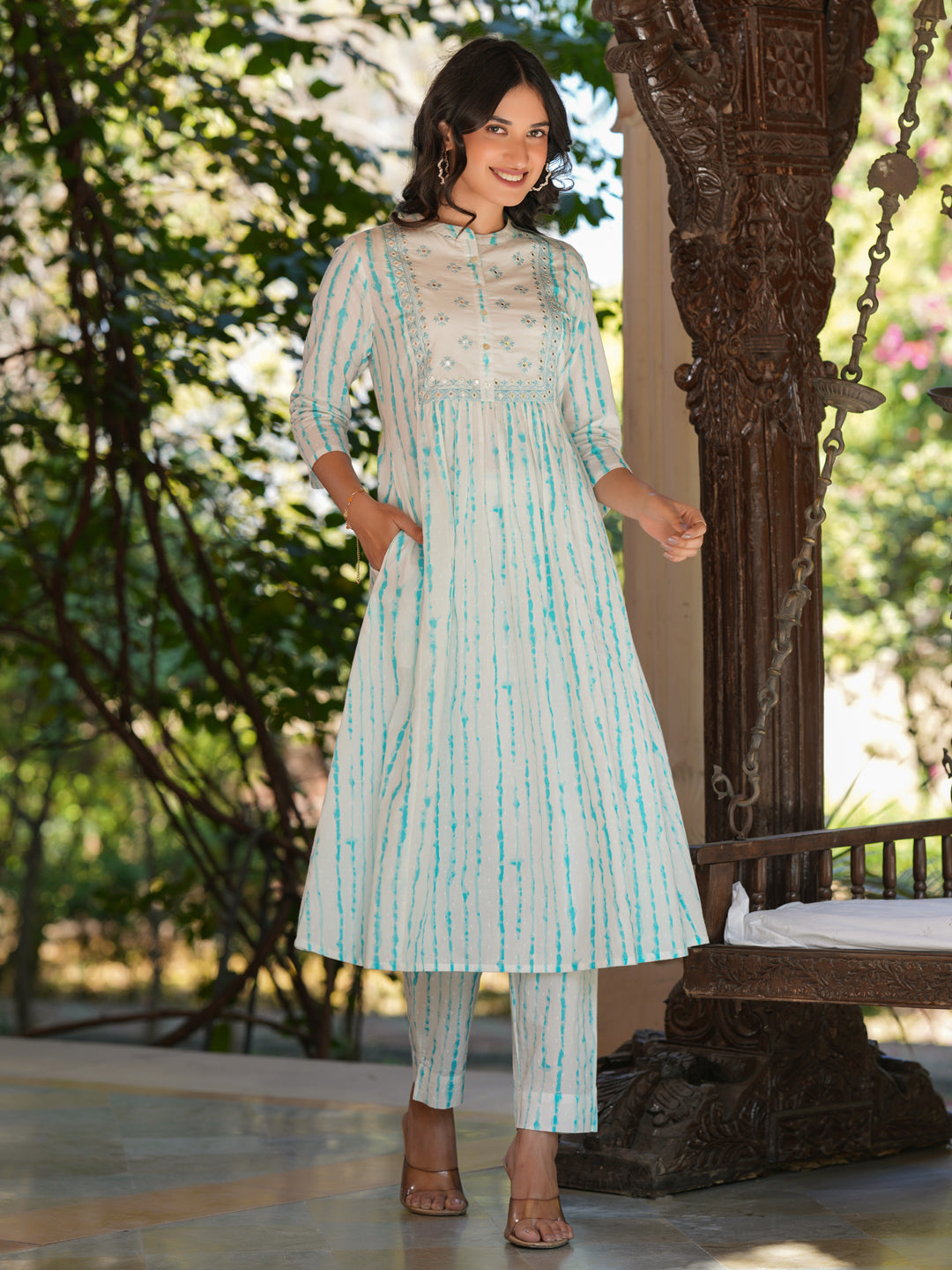 Janasya Light Cotton Tie & dye A-Line Kurta Set - Distacart