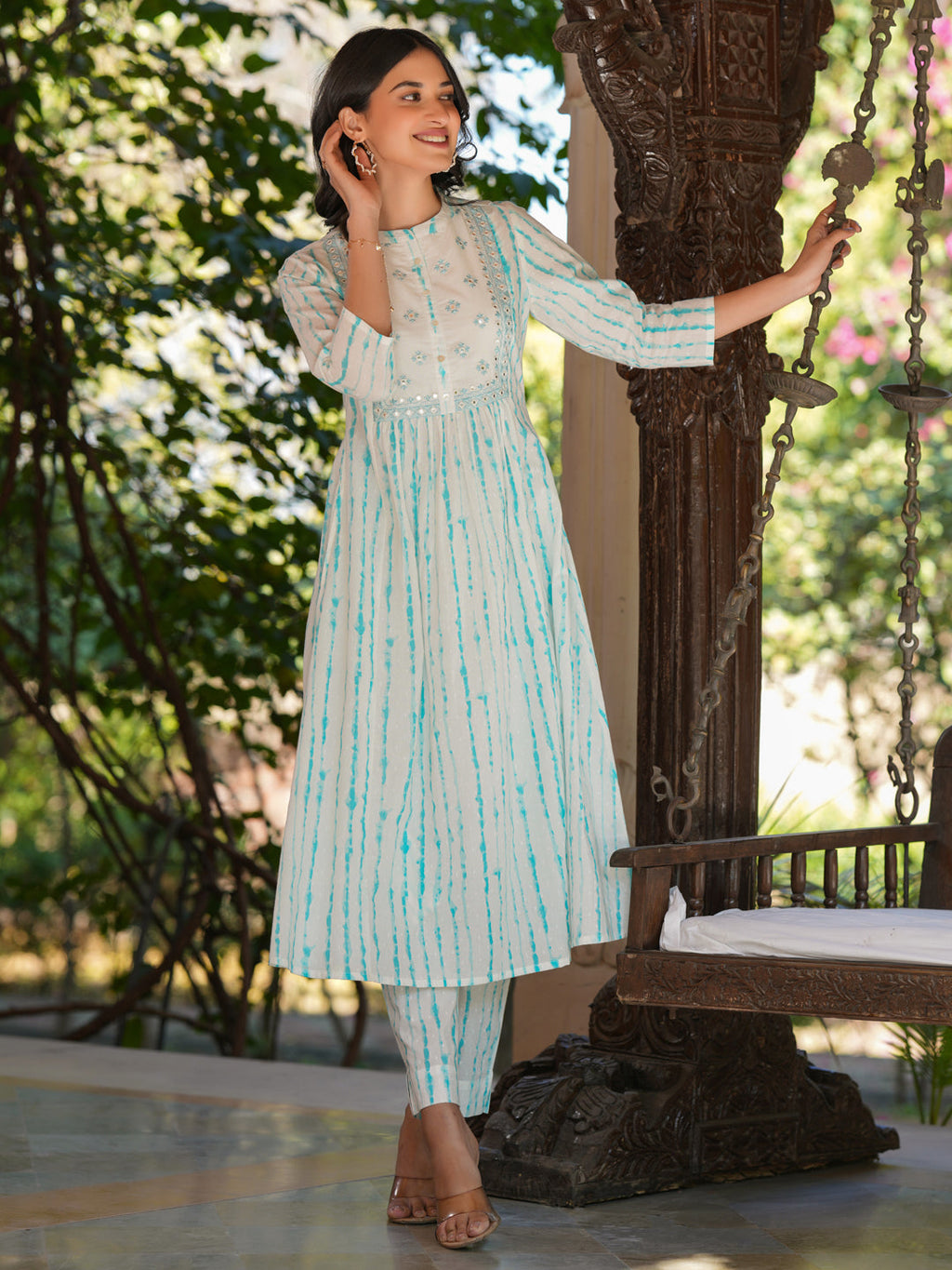 Janasya Light Cotton Tie & dye A-Line Kurta Set - Distacart