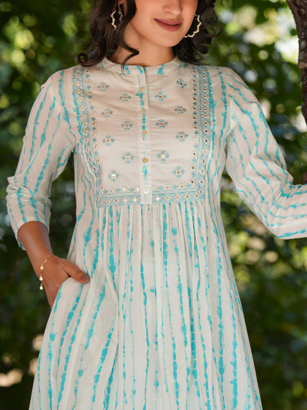 Janasya Light Cotton Tie & dye A-Line Kurta Set - Distacart