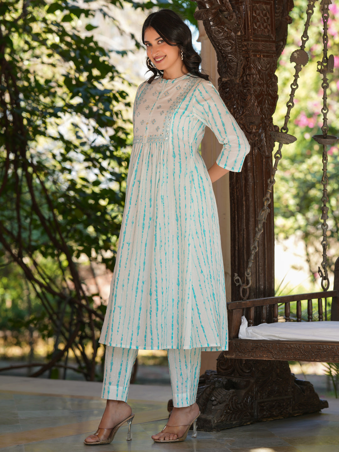 Janasya Light Cotton Tie & dye A-Line Kurta Set - Distacart