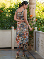 Janasya Dark Cotton Floral Straight Kurta Set - Distacart