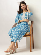Janasya Light Cotton Floral Straight Kurta Set - Distacart