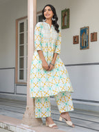 Janasya Light Cotton Abstract A-Line Kurta Set - Distacart