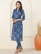 Janasya Dark Cotton Ethnic Motifs Straight Kurta Set - Distacart