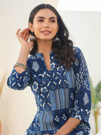 Janasya Dark Cotton Ethnic Motifs Straight Kurta Set - Distacart
