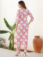 Janasya Light Cotton Floral Straight Kurta Set - Distacart