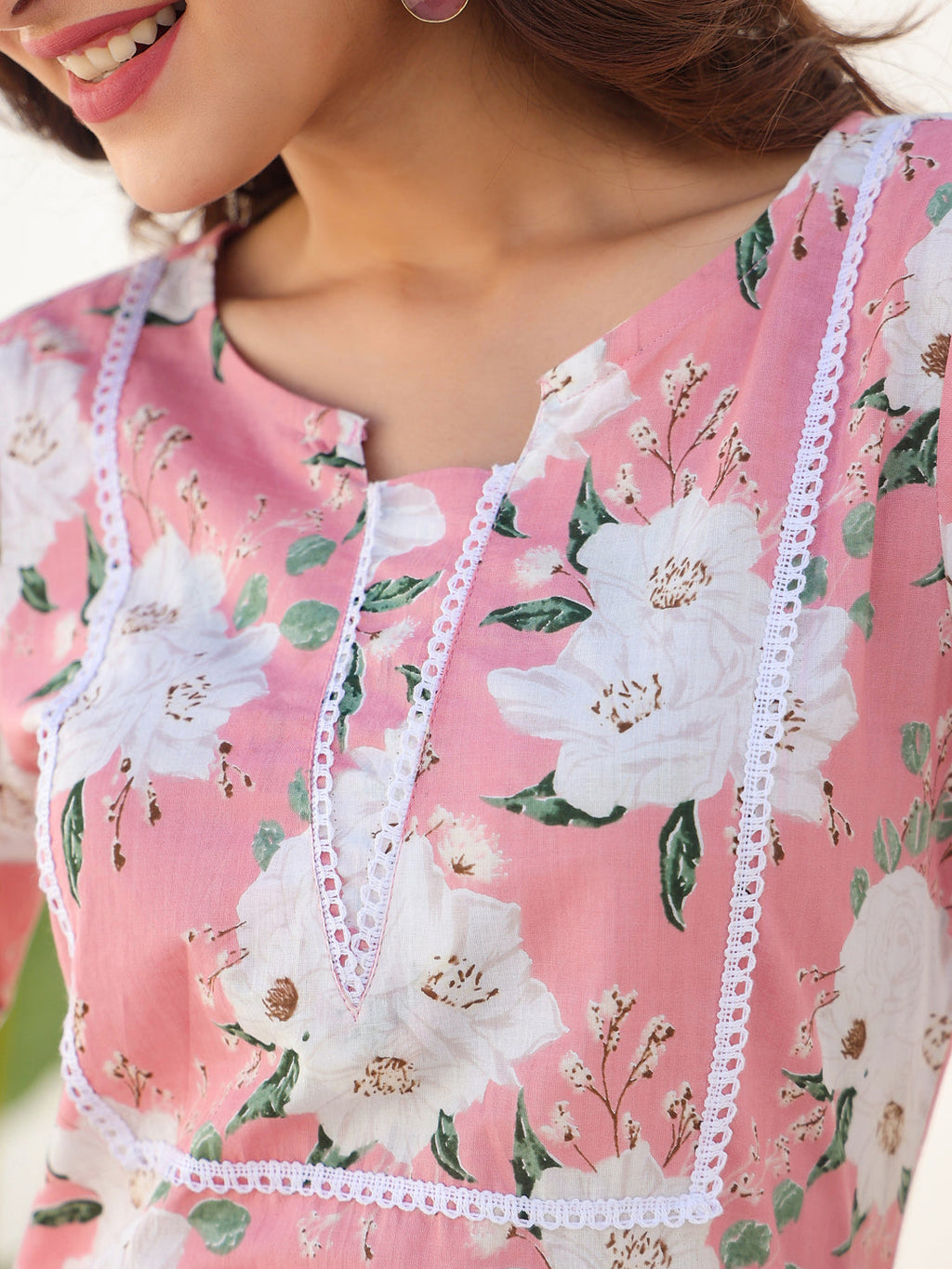 Janasya Light Cotton Floral Straight Kurta Set - Distacart