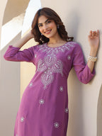 Janasya Dark Georgette Floral Straight Kurta - Distacart