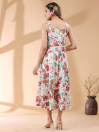 Janasya Light Cotton Floral A-Line Kurta - Distacart