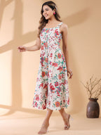 Janasya Light Cotton Floral A-Line Kurta - Distacart