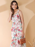 Janasya Light Cotton Floral A-Line Kurta - Distacart