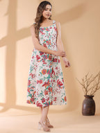 Janasya Light Cotton Floral A-Line Kurta - Distacart