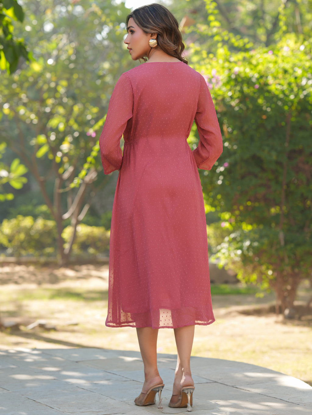 Janasya Light Dobby Chiffon Self Design A-Line Kurta - Distacart